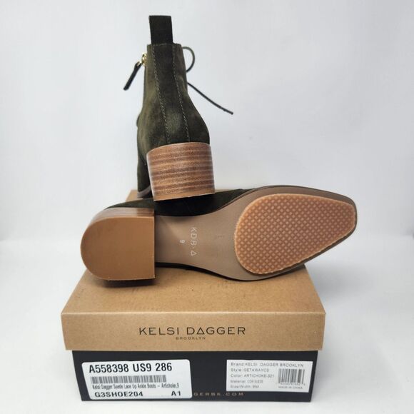 New Kelsi Dagger Getaway Boots Artichoke Suede Lace Up Western Stitches Size 9 - Picture 4 of 4